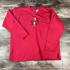 Vintage Tigger Sweatshirt Large Red‎ Disney Pooh 100 Acre Embroidered Grandma